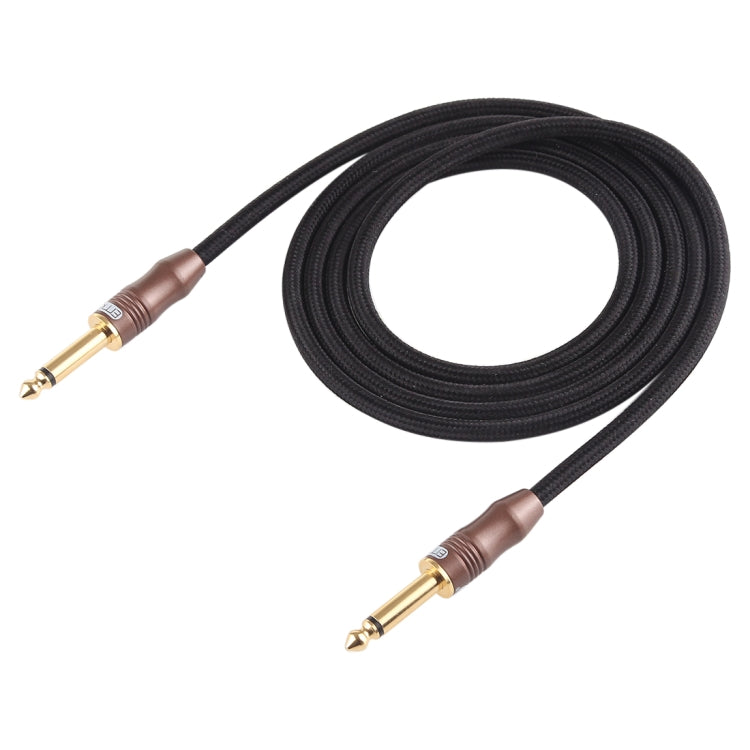 EMK 6.35mm Male to Male 3 Section Gold-plated Plug Cotton Braided Audio Cable for Guitar Amplifier Mixer, Length: 1.5m - HoMEdemic™ 