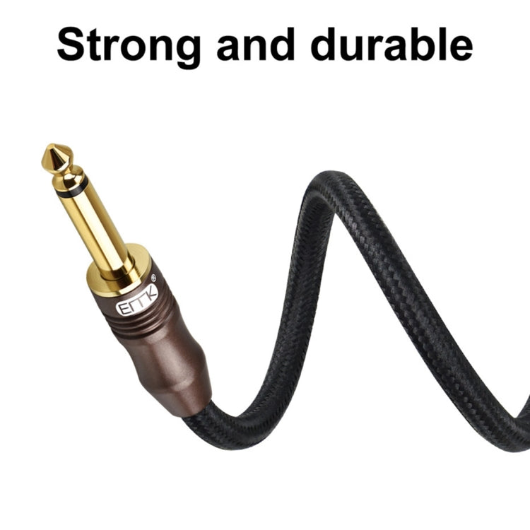 EMK 6.35mm Male to Male 3 Section Gold-plated Plug Cotton Braided Audio Cable for Guitar Amplifier Mixer, Length: 1.5m - HoMEdemic™ 