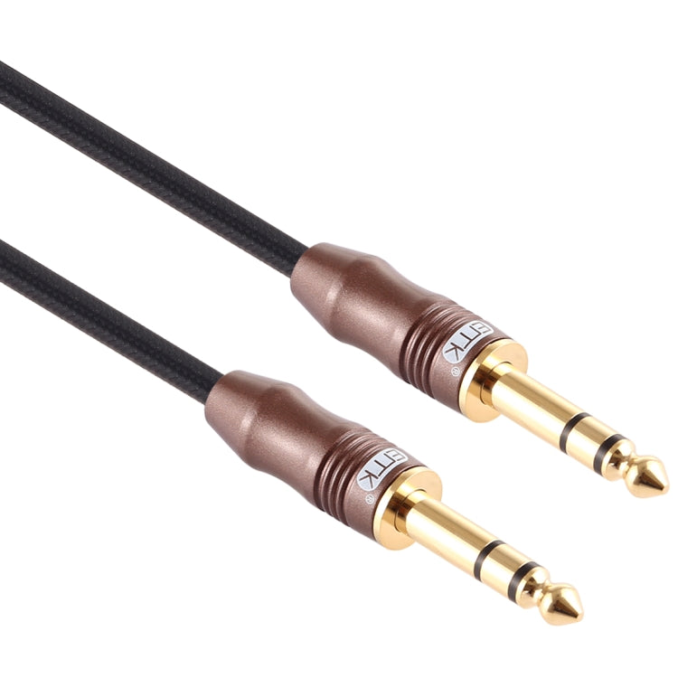 EMK 6.35mm Male to Male 4 Section Gold-plated Plug Cotton Braided Audio Cable for Guitar Amplifier Mixer, Length: 2m - HoMEdemic™ 