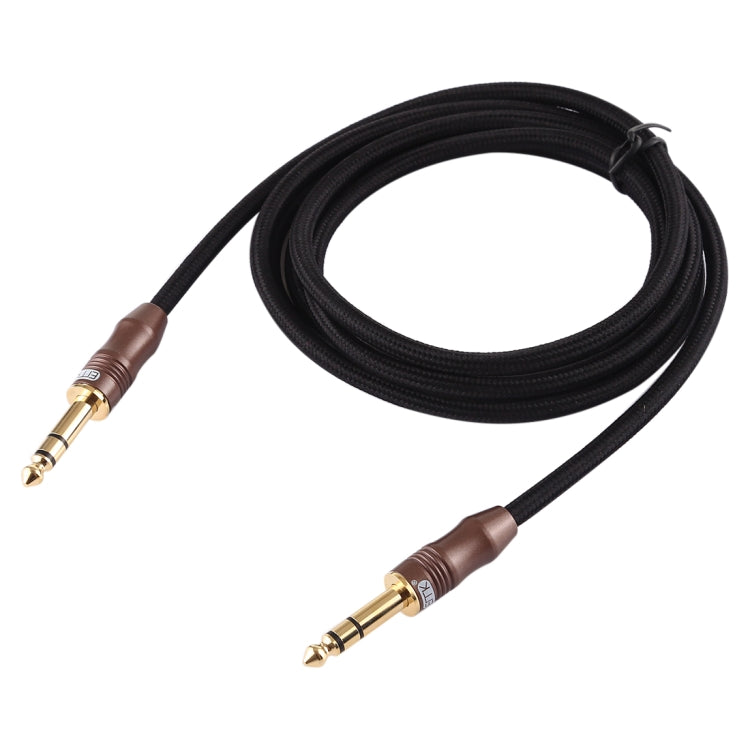 EMK 6.35mm Male to Male 4 Section Gold-plated Plug Cotton Braided Audio Cable for Guitar Amplifier Mixer, Length: 2m - HoMEdemic™ 