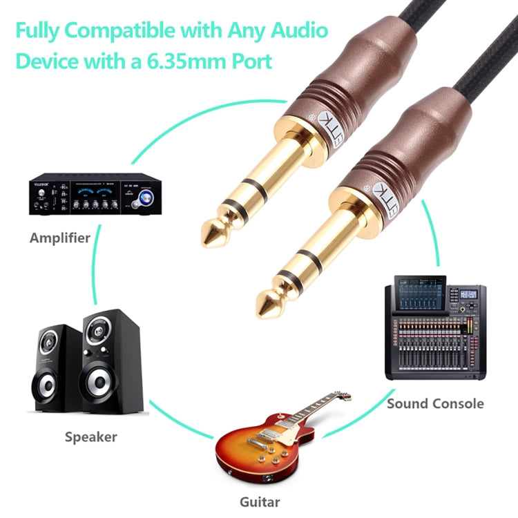 EMK 6.35mm Male to Male 4 Section Gold-plated Plug Cotton Braided Audio Cable for Guitar Amplifier Mixer, Length: 2m - HoMEdemic™ 