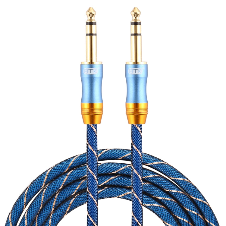 EMK 6.35mm Male to Male 4 Section Gold-plated Plug Grid Nylon Braided Audio Cable for Speaker Amplifier Mixer, Length: 2m - HoMEdemic™ 