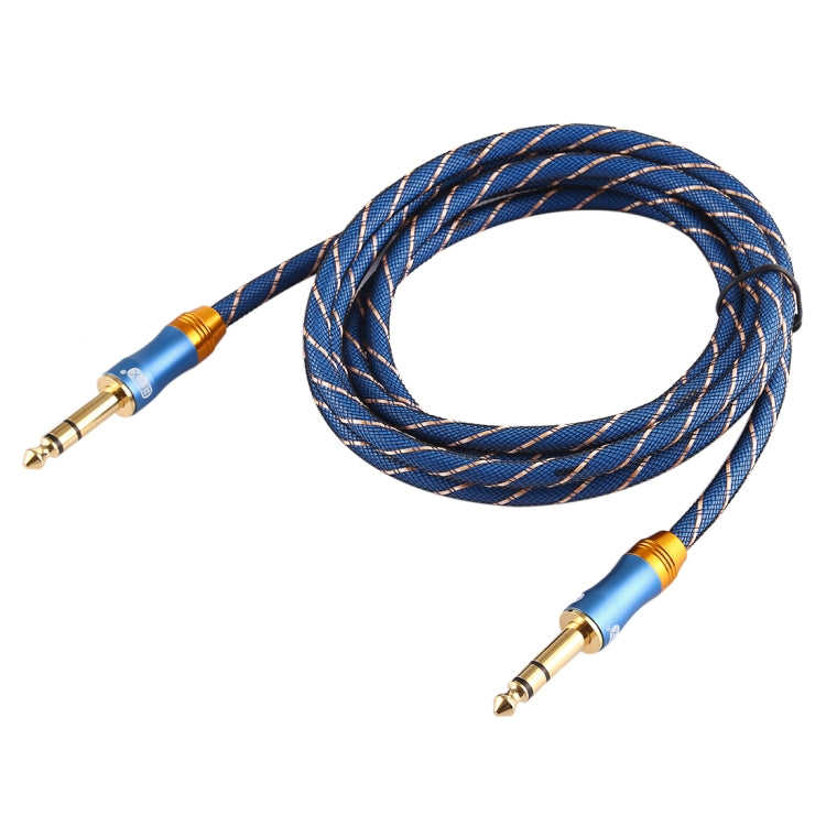 EMK 6.35mm Male to Male 4 Section Gold-plated Plug Grid Nylon Braided Audio Cable for Speaker Amplifier Mixer, Length: 2m - HoMEdemic™ 