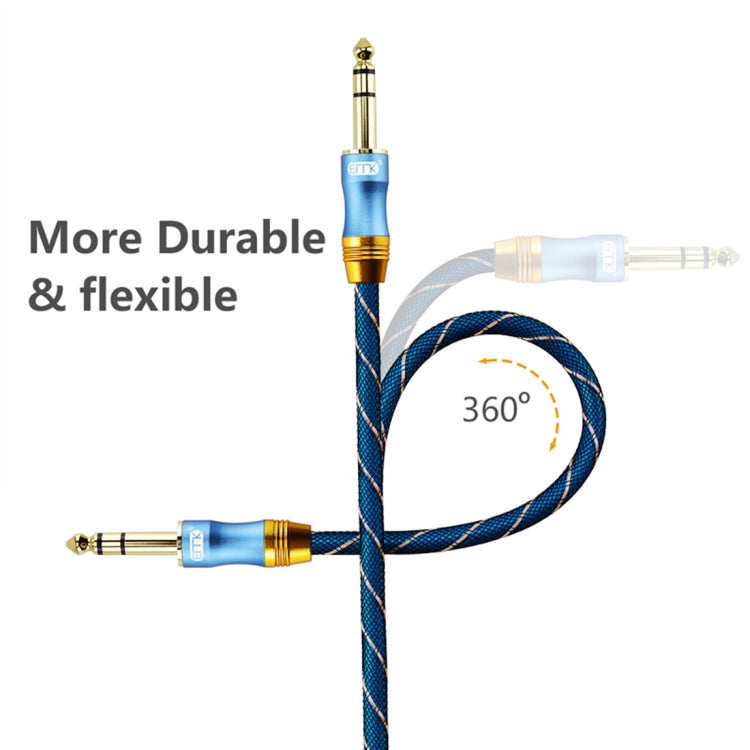 EMK 6.35mm Male to Male 4 Section Gold-plated Plug Grid Nylon Braided Audio Cable for Speaker Amplifier Mixer, Length: 2m - HoMEdemic™ 