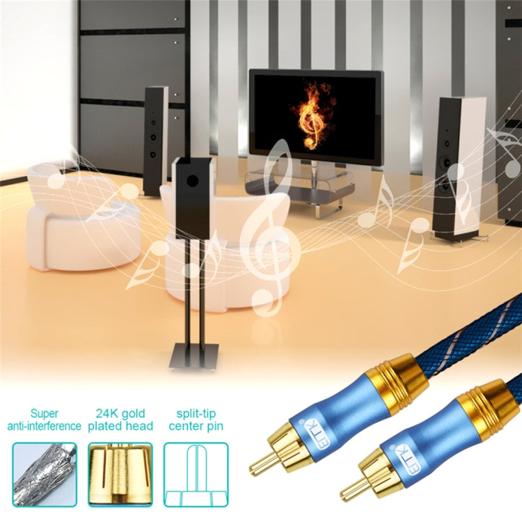 EMK 8mm RCA Male to 6mm RCA Male Gold-plated Plug Grid Nylon Braided Audio Coaxial Cable for Speaker Amplifier Mixer, Length: 2m - HoMEdemic™ 