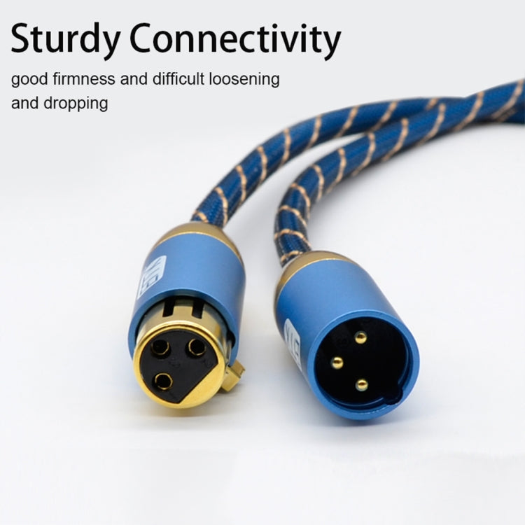 EMK XLR Male to Female Gold-plated Plug Grid Nylon Braided Cannon Audio Cable for XLR Jack Devices, Length: 2m - HoMEdemic™ 