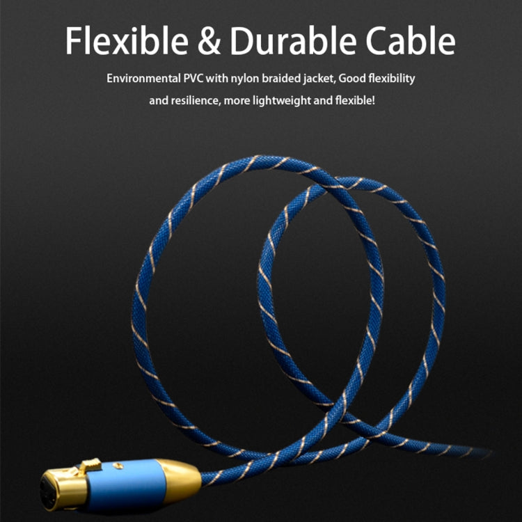 EMK XLR Male to Female Gold-plated Plug Grid Nylon Braided Cannon Audio Cable for XLR Jack Devices, Length: 2m - HoMEdemic™ 