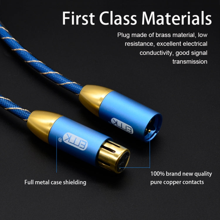 EMK XLR Male to Female Gold-plated Plug Grid Nylon Braided Cannon Audio Cable for XLR Jack Devices, Length: 2m - HoMEdemic™ 