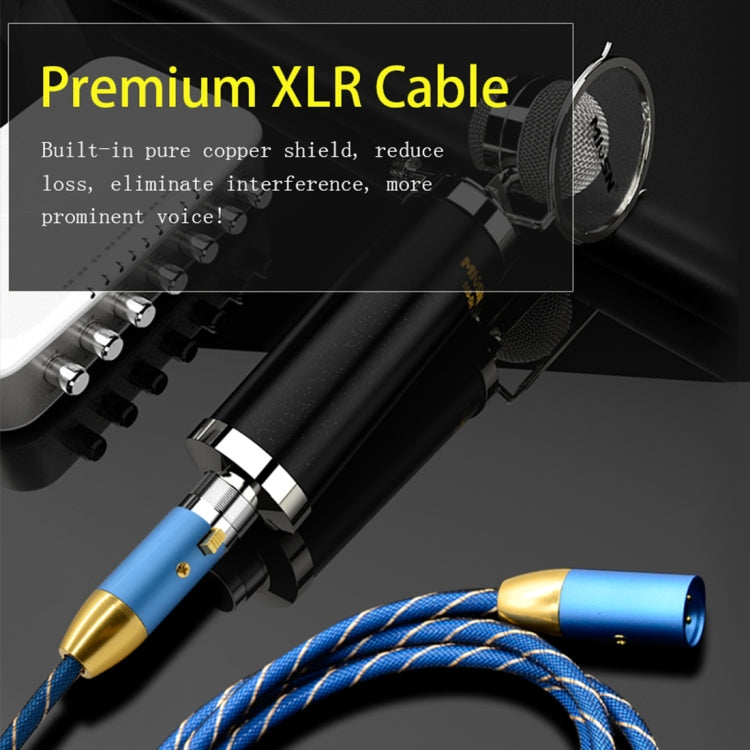 EMK XLR Male to Female Gold-plated Plug Grid Nylon Braided Cannon Audio Cable for XLR Jack Devices, Length: 2m - HoMEdemic™ 