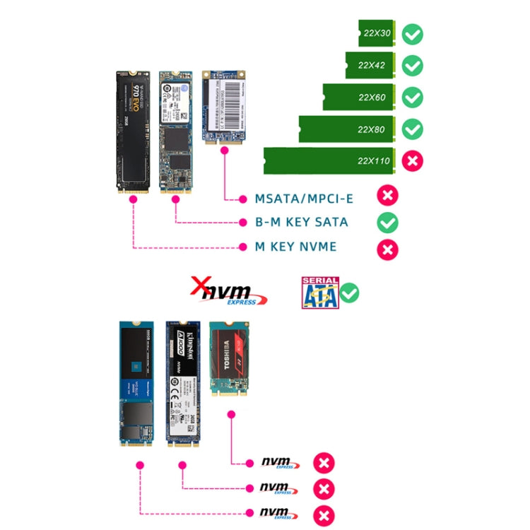 ENCNF2S-N01 NGFF To SATA3 Transfer Card M.2 KEY B-M SSD To 6Gbps Interface Conversion Adapter With Baffle - HoMEdemic™ 