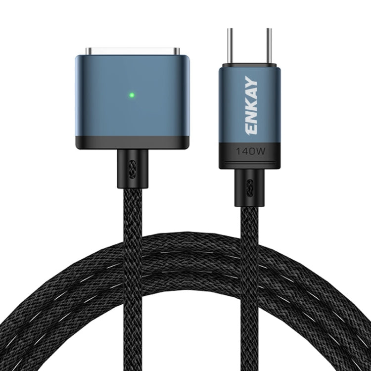 ENKAY 140W USB-C / Type-C to MagSafe 3 Nylon Braided Magnetic Charging Cable with LED Indicator for MacBook 6.6FT(Blue) - HoMEdemic™ 