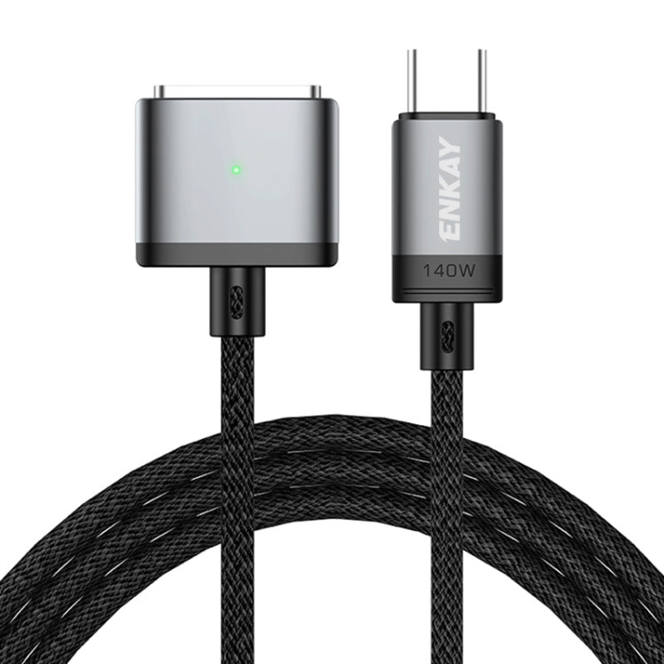 ENKAY 140W USB-C / Type-C to MagSafe 3 Nylon Braided Magnetic Charging Cable with LED Indicator for MacBook 6.6FT(Grey) - HoMEdemic™ 
