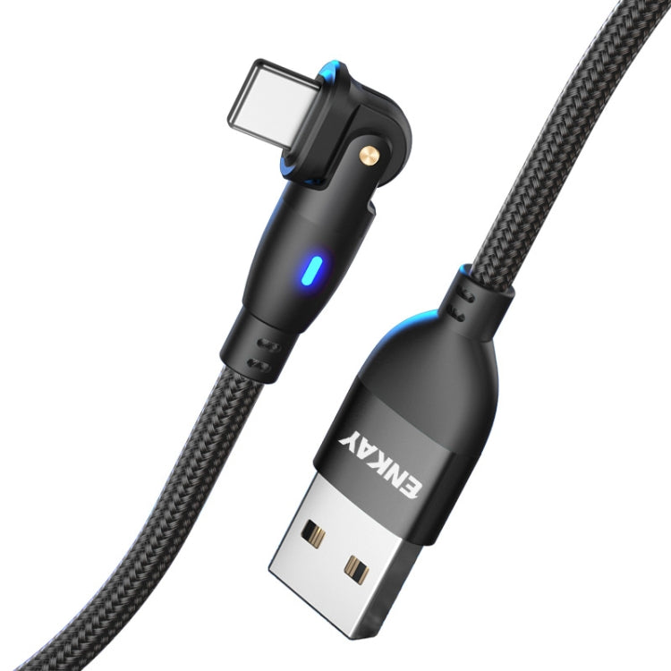 ENKAY 180 Degrees Rotating USB to 8 Pin Charging Data Cable with LED Light, Length:1m(Black) - HoMEdemic™ 