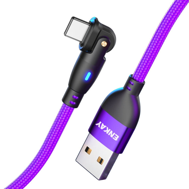 ENKAY 180 Degrees Rotating USB to 8 Pin Charging Data Cable with LED Light, Length:1m(Purple) - HoMEdemic™ 