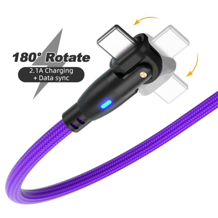 ENKAY 180 Degrees Rotating USB to 8 Pin Charging Data Cable with LED Light, Length:1m(Purple) - HoMEdemic™ 