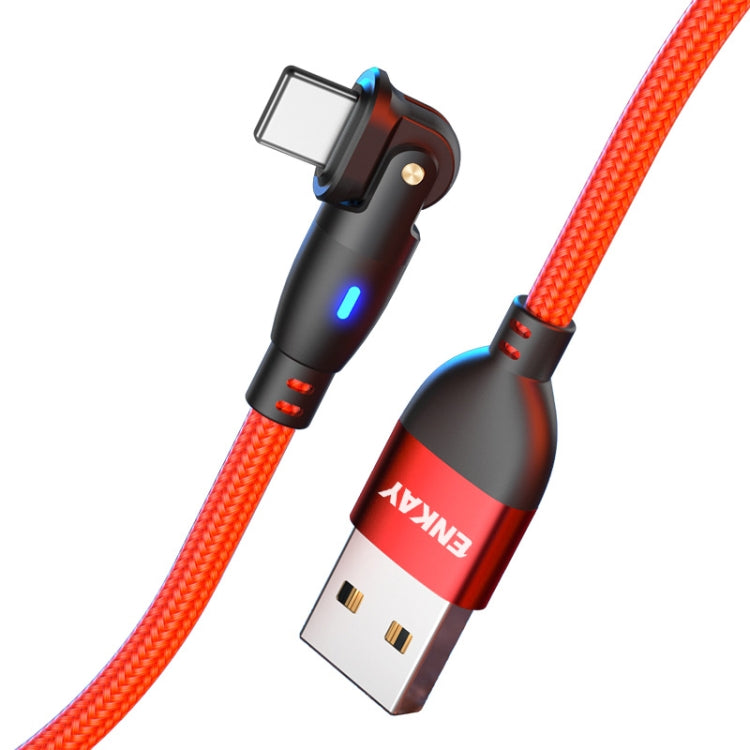 ENKAY 180 Degrees Rotating USB to 8 Pin Charging Data Cable with LED Light, Length:1m(Red) - HoMEdemic™ 