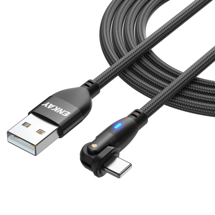 ENKAY 180 Degrees Rotating USB to 8 Pin Charging Data Cable with LED Light, Length:2m(Black) - HoMEdemic™ 