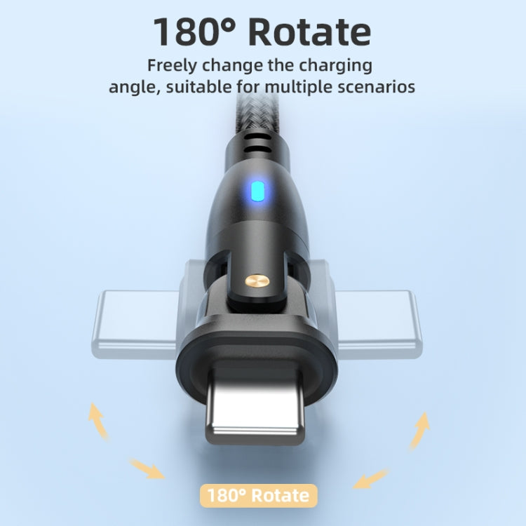 ENKAY 180 Degrees Rotating USB to 8 Pin Charging Data Cable with LED Light, Length:2m(Black) - HoMEdemic™ 