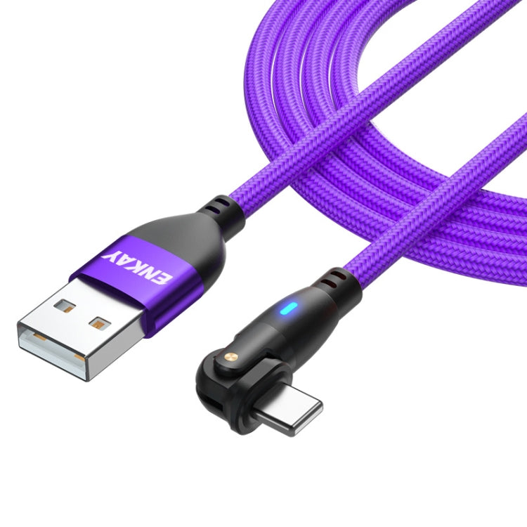 ENKAY 180 Degrees Rotating USB to 8 Pin Charging Data Cable with LED Light, Length:2m(Purple) - HoMEdemic™ 