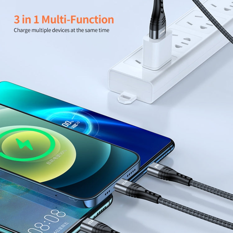 ENKAY 3-in-1 6A USB to Type-C / 8 Pin / Micro USB Multifunction Fast Charging Cable, Cable Length:2m(Black) - HoMEdemic™ 