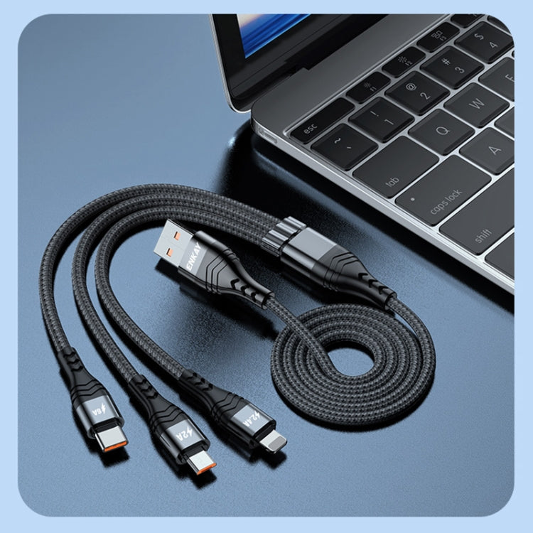 ENKAY 3-in-1 6A USB to Type-C / 8 Pin / Micro USB Multifunction Fast Charging Cable, Cable Length:2m(Black) - HoMEdemic™ 