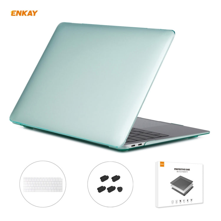 ENKAY 3 in 1 Crystal Laptop Protective Case + US Version TPU Keyboard Film + Anti-dust Plugs Set for MacBook Air 13.3 inch A1932 (2018)(Green) - HoMEdemic™ 