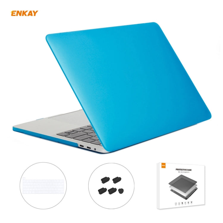 ENKAY 3 in 1 Matte Laptop Protective Case + EU Version TPU Keyboard Film + Anti-dust Plugs Set for MacBook Pro 16 inch A2141 (with Touch Bar)(Light Blue) - HoMEdemic™ 