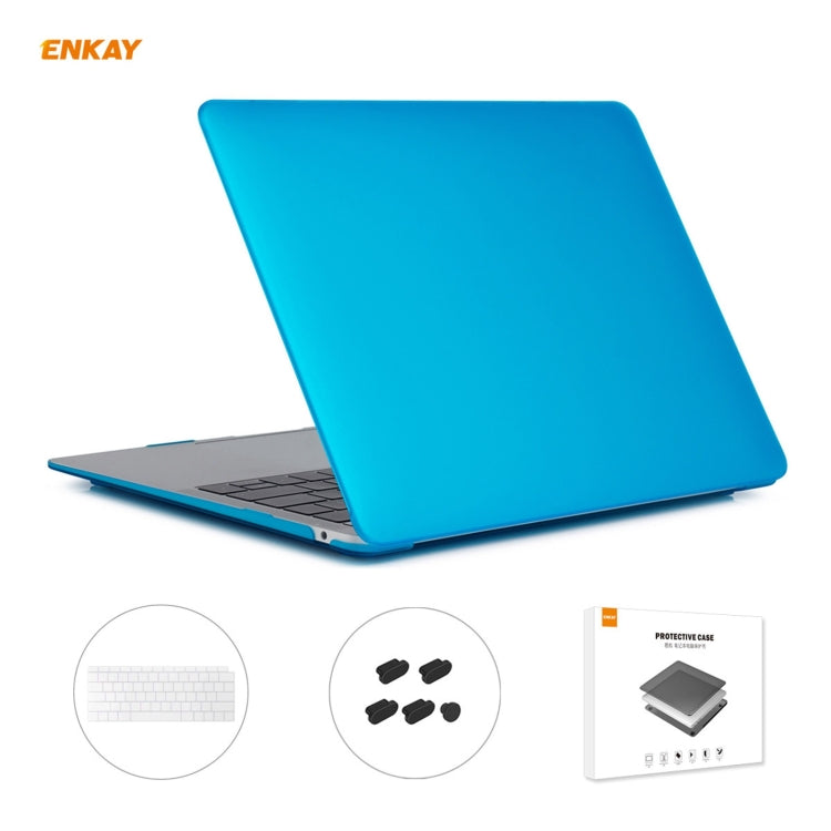 ENKAY 3 in 1 Matte Laptop Protective Case + US Version TPU Keyboard Film + Anti-dust Plugs Set for MacBook Air 13.3 inch A1932 (2018)(Light Blue) - HoMEdemic™ 