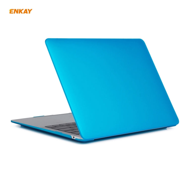 ENKAY 3 in 1 Matte Laptop Protective Case + US Version TPU Keyboard Film + Anti-dust Plugs Set for MacBook Air 13.3 inch A1932 (2018)(Light Blue) - HoMEdemic™ 
