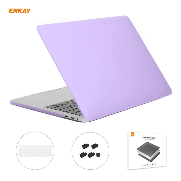 ENKAY 3 in 1 Matte Laptop Protective Case + US Version TPU Keyboard Film + Anti-dust Plugs Set for MacBook Pro 13.3 inch A1706 / A1989 / A2159 (with Touch Bar)(Purple) - HoMEdemic™ 