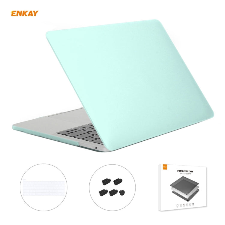 ENKAY 3 in 1 Matte Laptop Protective Case + US Version TPU Keyboard Film + Anti-dust Plugs Set for MacBook Pro 13.3 inch A2251 & A2289 & A2338 (with Touch Bar)(Green) - HoMEdemic™ 