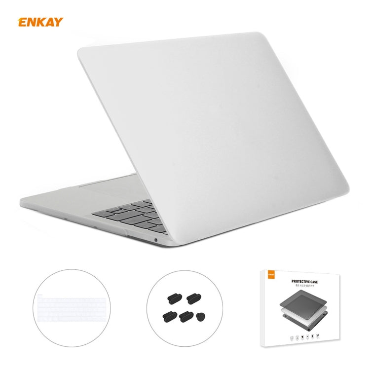 ENKAY 3 in 1 Matte Laptop Protective Case + US Version TPU Keyboard Film + Anti-dust Plugs Set for MacBook Pro 13.3 inch A2251 & A2289 & A2338 (with Touch Bar)(White) - HoMEdemic™ 