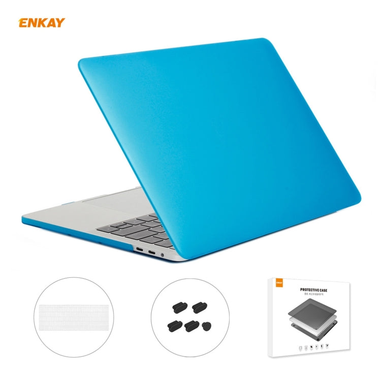 ENKAY 3 in 1 Matte Laptop Protective Case + US Version TPU Keyboard Film + Anti-dust Plugs Set for MacBook Pro 15.4 inch A1707 & A1990 (with Touch Bar)(Light Blue) - HoMEdemic™ 