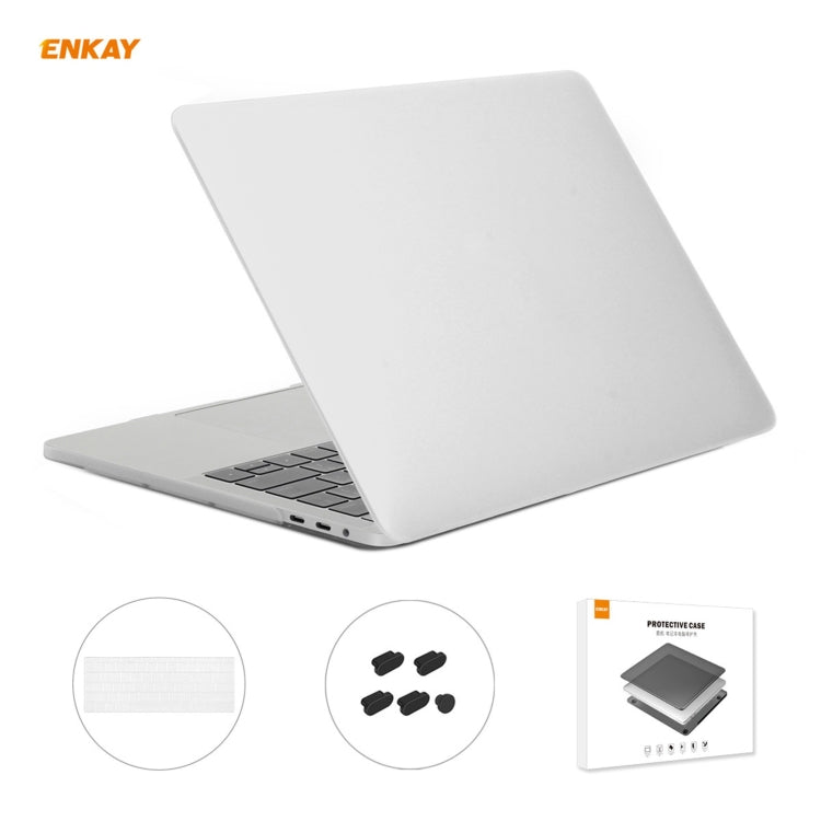 ENKAY 3 in 1 Matte Laptop Protective Case + US Version TPU Keyboard Film + Anti-dust Plugs Set for MacBook Pro 15.4 inch A1707 & A1990 (with Touch Bar)(White) - HoMEdemic™ 