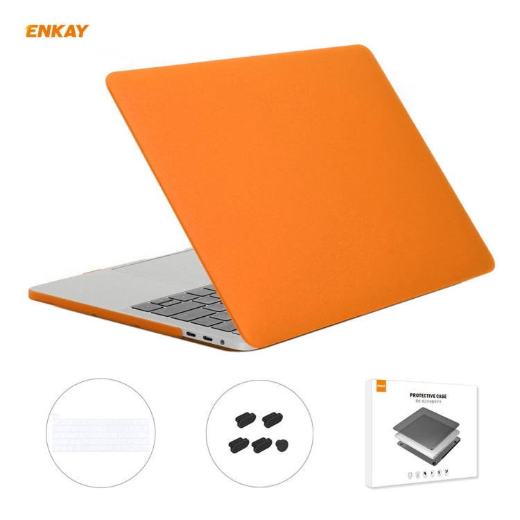 ENKAY 3 in 1 Matte Laptop Protective Case + US Version TPU Keyboard Film + Anti-dust Plugs Set for MacBook Pro 16 inch A2141 (with Touch Bar)(Orange) - HoMEdemic™ 