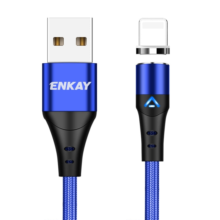 ENKAY 3A USB to 8 Pin Magnetic Fast Charging Data Cable with LED Light, Length:1m(Blue) - HoMEdemic™ 