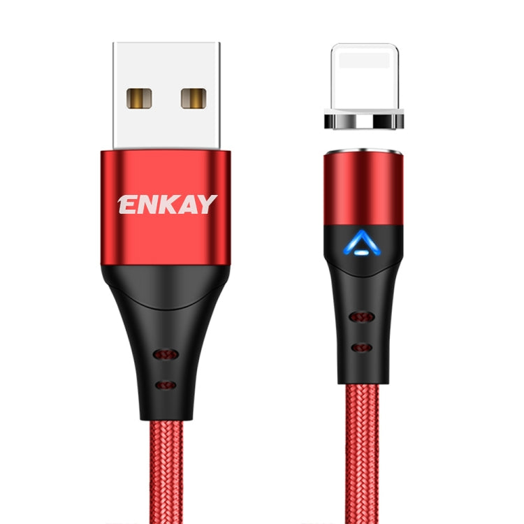ENKAY 3A USB to 8 Pin Magnetic Fast Charging Data Cable with LED Light, Length:1m(Red) - HoMEdemic™ 