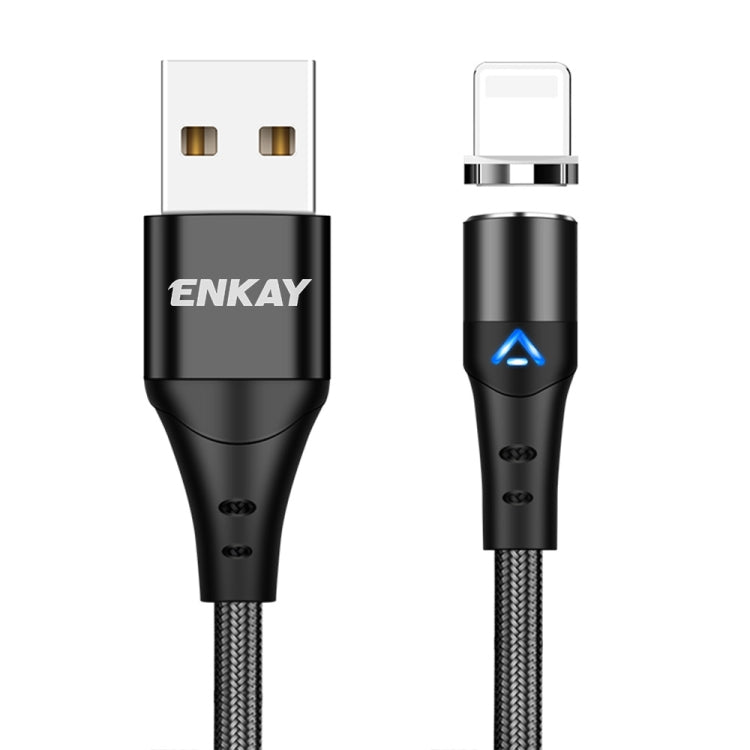 ENKAY 3A USB to 8 Pin Magnetic Fast Charging Data Cable with LED Light, Length:2m(Black) - HoMEdemic™ 