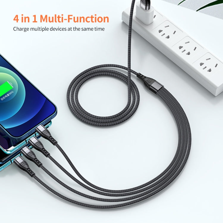 ENKAY 4-in-1 6A USB-A to Type-C / 8 Pin / Micro USB Multifunction Fast Charging Cable, Cable Length:1m(Grey) - HoMEdemic™ 