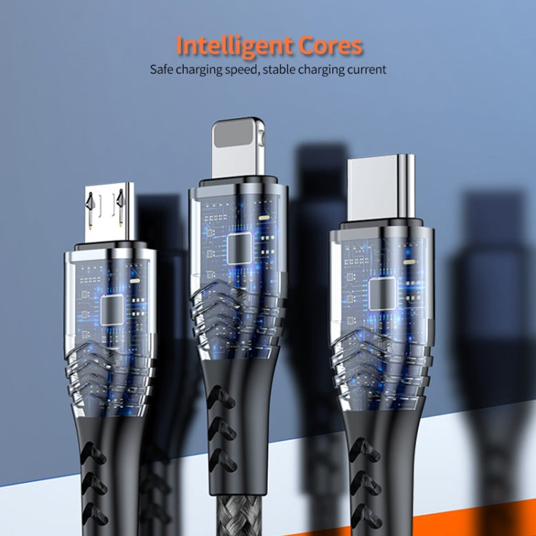 ENKAY 4-in-1 6A USB-A to Type-C / 8 Pin / Micro USB Multifunction Fast Charging Cable, Cable Length:1m(Grey) - HoMEdemic™ 