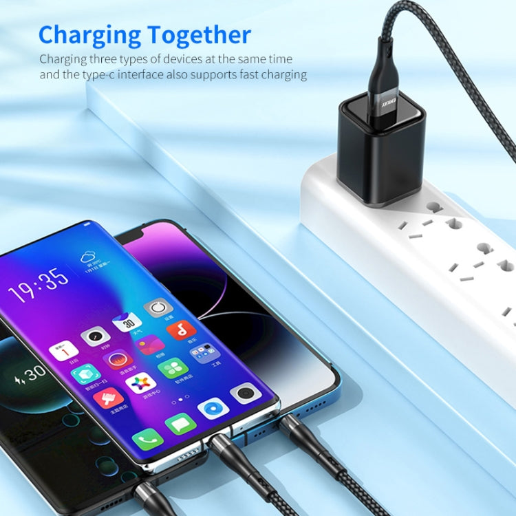 ENKAY 6-in-1 5A USB + Type-C to Type-C / 8 Pin / Micro USB Multifunction Fast Charging Cable, Cable Length:1.3m(Purple) - HoMEdemic™ 