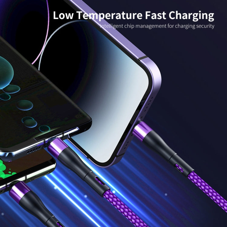 ENKAY 6-in-1 5A USB + Type-C to Type-C / 8 Pin / Micro USB Multifunction Fast Charging Cable, Cable Length:1.3m(Purple) - HoMEdemic™ 