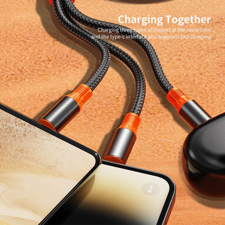 ENKAY 6-in-1 5A USB + Type-C to Type-C / 8 Pin / Micro USB Multifunction Fast Charging Cable, Length:1.2m(Black Orange) - HoMEdemic™ 