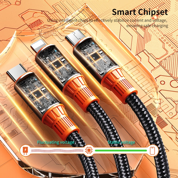 ENKAY 6-in-1 5A USB + Type-C to Type-C / 8 Pin / Micro USB Multifunction Fast Charging Cable, Length:1.2m(Black Orange) - HoMEdemic™ 