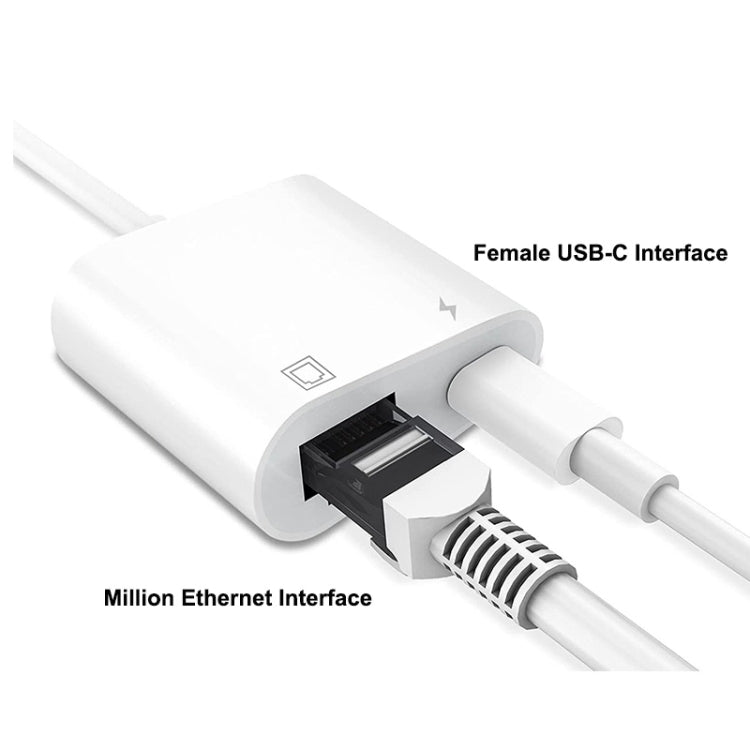 ENKAY Hat-Prince 2 in 1 Type-C Male to Female Type-C + RJ45 Ethernet LAN Network Adapter - HoMEdemic™ 