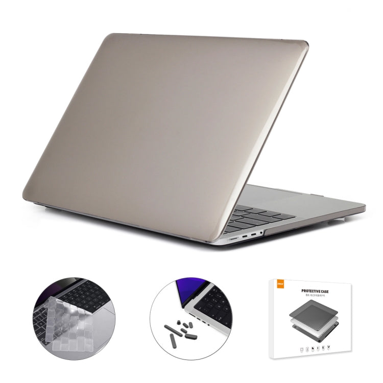 ENKAY Hat-Prince 3 in 1 Crystal Laptop Protective Case + TPU Keyboard Film + Anti-dust Plugs Set for MacBook Pro 14.2 inch A2442 2021/14 inch A3434 2025 (M5), Version:US Version(Grey) - HoMEdemic™ 