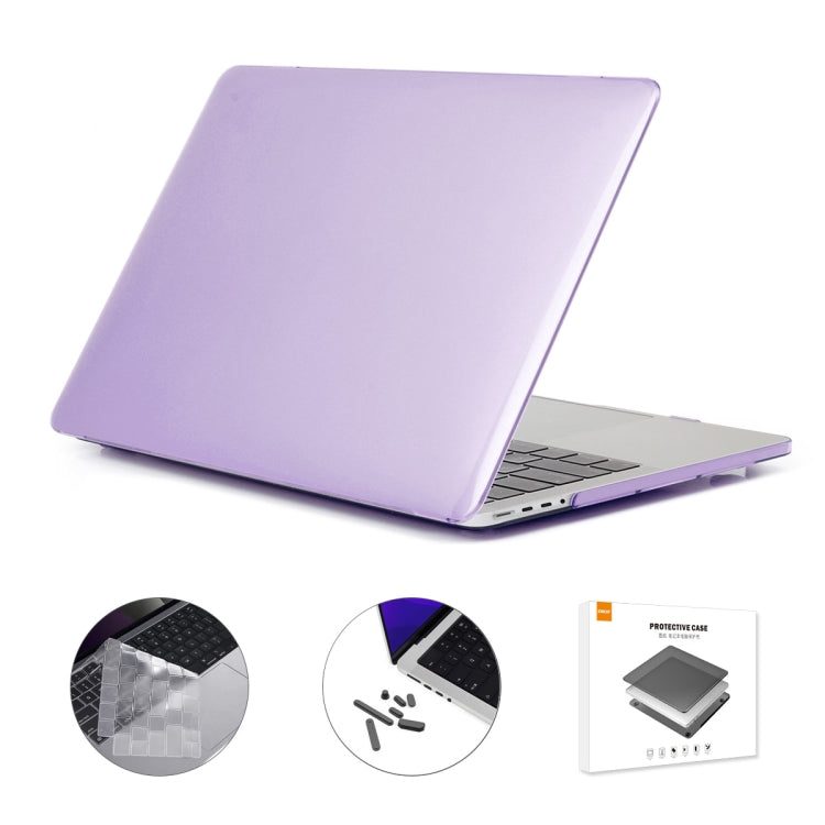 ENKAY Hat-Prince 3 in 1 Crystal Laptop Protective Case + TPU Keyboard Film + Anti-dust Plugs Set for MacBook Pro 14.2 inch A2442 2021/14 inch A3434 2025 (M5), Version:US Version(Purple) - HoMEdemic™ 