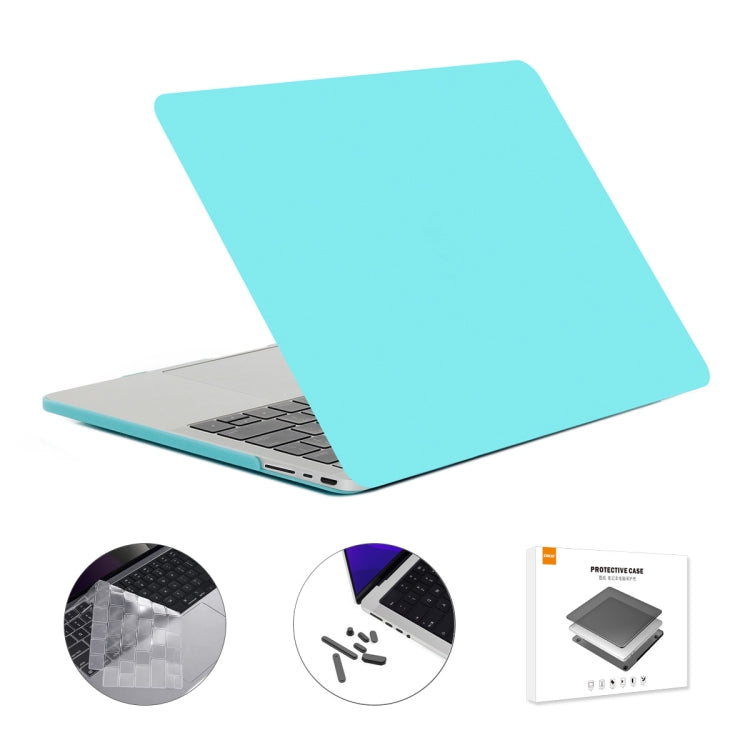 ENKAY Hat-Prince 3 in 1 Matte Laptop Protective Case + TPU Keyboard Film + Anti-dust Plugs Set for MacBook Pro 14.2 inch A2442 2021/A2779 2023/14 inch A3434 2025 (M5), Version:EU Version(Cyan) - HoMEdemic™ 