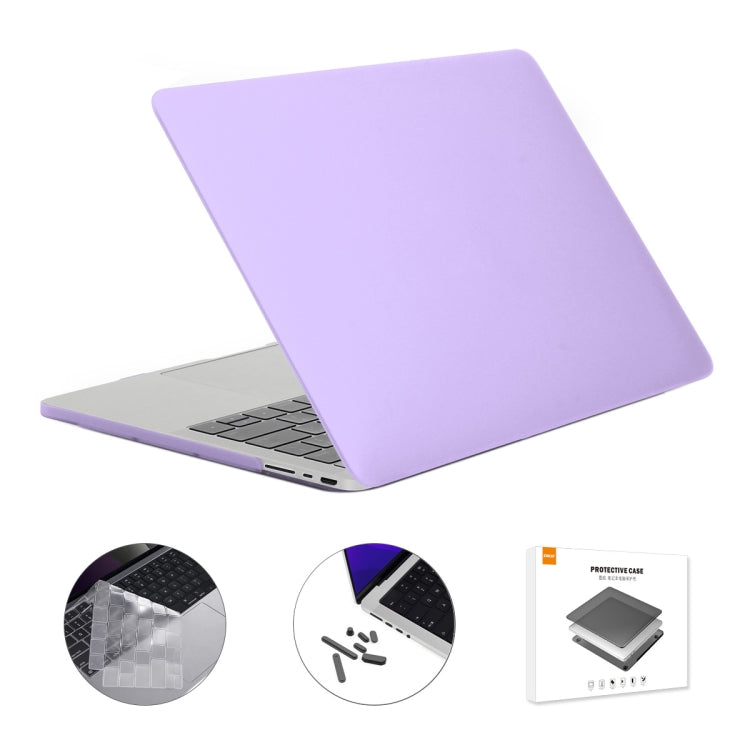 ENKAY Hat-Prince 3 in 1 Matte Laptop Protective Case + TPU Keyboard Film + Anti-dust Plugs Set for MacBook Pro 14.2 inch A2442 2021/A2779 2023/14 inch A3434 2025 (M5), Version:US Version(Purple) - HoMEdemic™ 