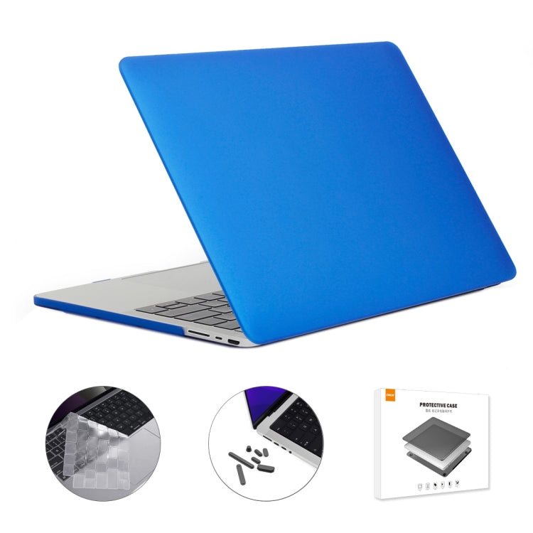 ENKAY Hat-Prince 3 in 1 Matte Laptop Protective Case + TPU Keyboard Film + Anti-dust Plugs Set for MacBook Pro 16.2 inch A2485 2021/A2880 2023, Version:EU Version(Dark Blue) - HoMEdemic™ 